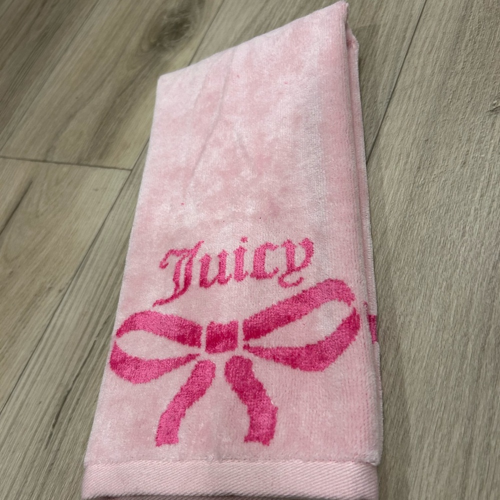 Juicy Couture Pink Hand Towel with Ribbon Accent